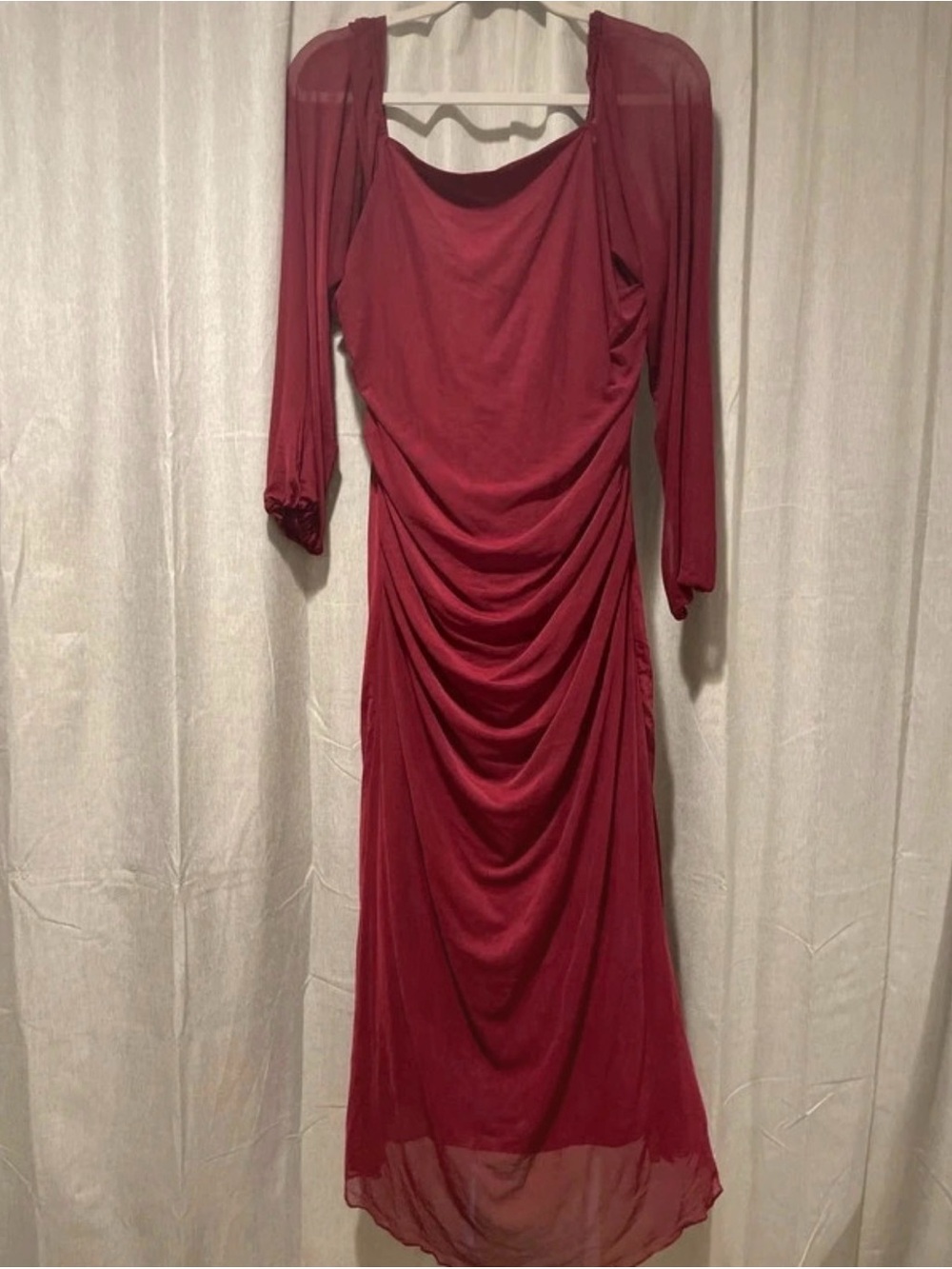 Women's Red Draped Midi Dress